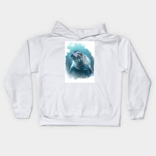 Leopard seal watercolor art Kids Hoodie